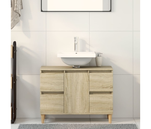 Armario de lavabo madera contrachapada roble Sonoma 80x33x60 cm