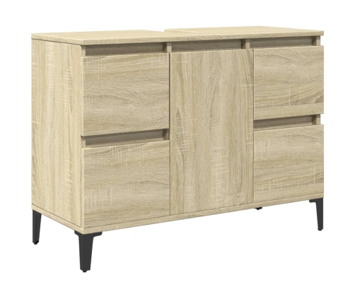 Armario de lavabo madera contrachapada roble Sonoma 80x33x60 cm