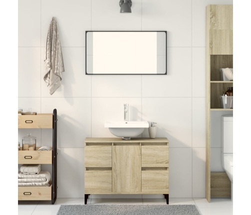 Armario de lavabo madera contrachapada roble Sonoma 80x33x60 cm