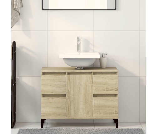 Armario de lavabo madera contrachapada roble Sonoma 80x33x60 cm