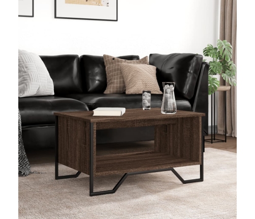 Mesa de centro madera de ingeniería marrón roble 75x51x40 cm