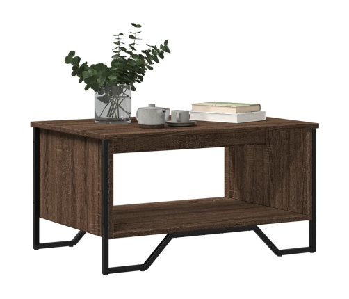 Mesa de centro madera de ingeniería marrón roble 75x51x40 cm