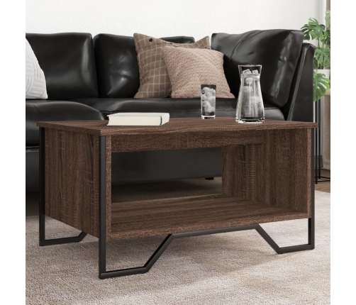 Mesa de centro madera de ingeniería marrón roble 75x51x40 cm