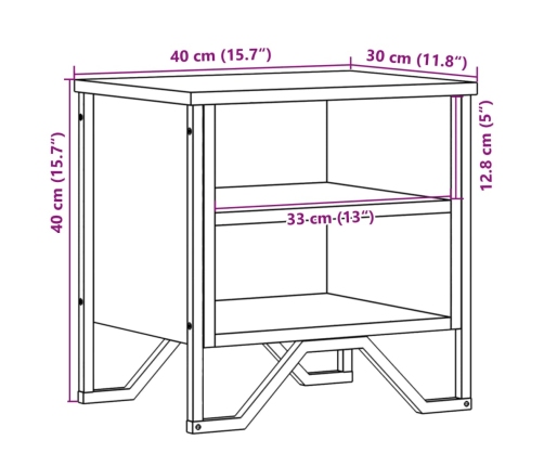 Mesitas de noche 2 uds madera de ingeniería negra 40x30x40 cm