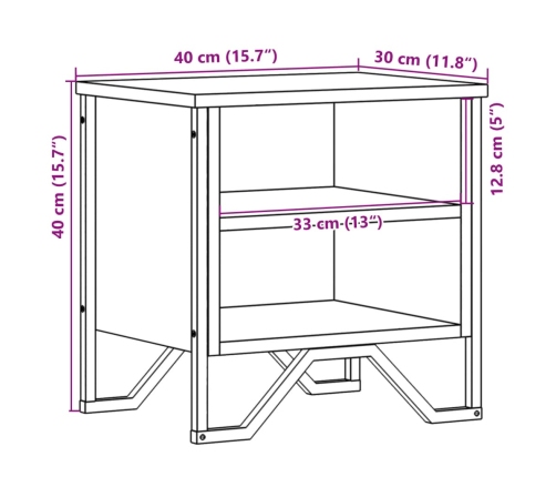 Mesitas noche 2 uds madera ingeniería roble ahumado 40x30x40 cm