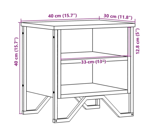 Mesita de noche madera de ingeniería marrón roble 40x30x40 cm