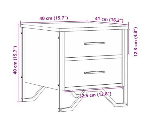 Mesitas de noche 2 uds madera de ingeniería negro 40x41x40 cm