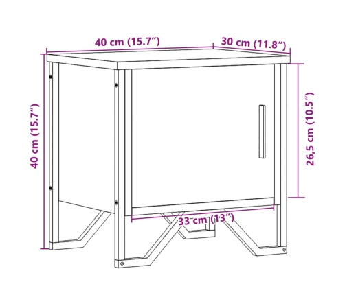 Mesita de noche madera de ingeniería roble ahumado 40x30x40 cm