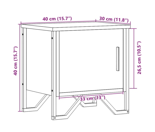 Mesita de noche madera de ingeniería gris Sonoma 40x30x40 cm