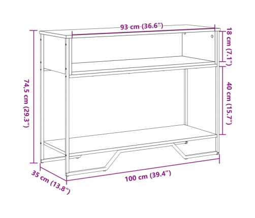 Mesa consola madera de ingeniería negra 100x35x74,5 cm