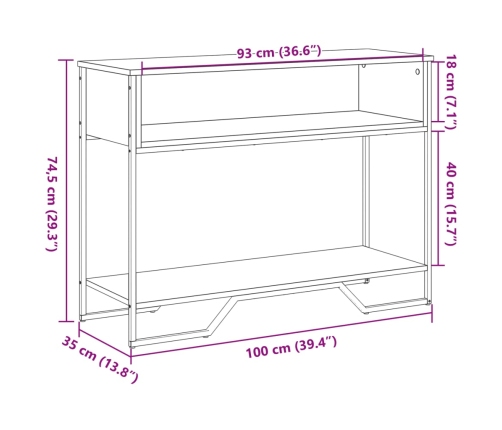 Mesa consola madera de ingeniería roble ahumado 100x35x74,5 cm