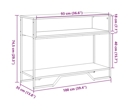 Mesa consola madera de ingeniería marrón roble 100x35x74,5 cm