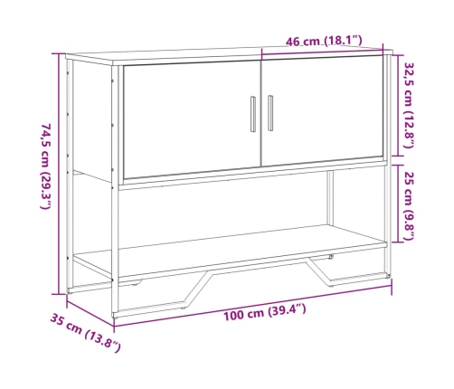 Mesa consola madera de ingeniería roble ahumado 100x35x74,5 cm