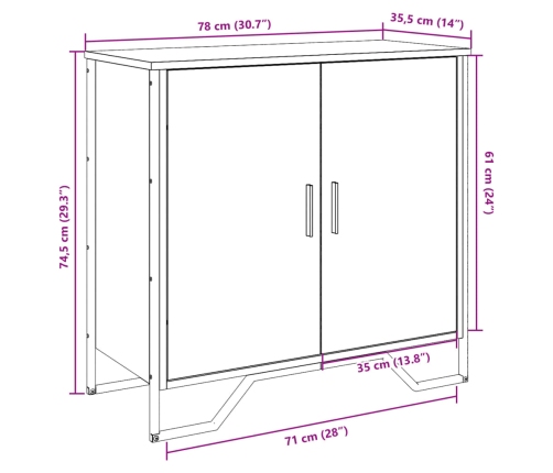 Aparador de madera de ingeniería negro 78x35,5x74,5 cm