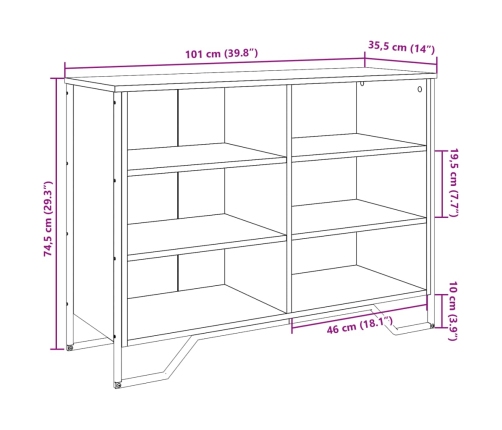 Aparador madera de ingeniería roble Sonoma 101x35,5x74,5 cm