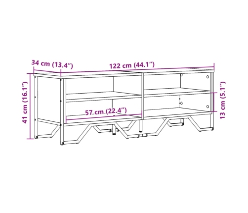 Mueble de TV madera de ingeniería negro 122x34x41 cm