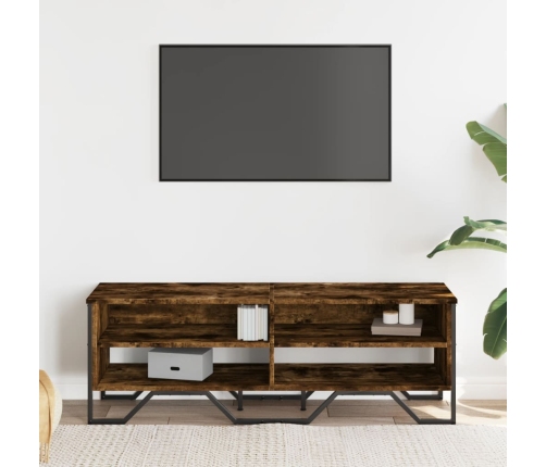 Mueble de TV madera de ingeniería roble ahumado 122x34x41 cm