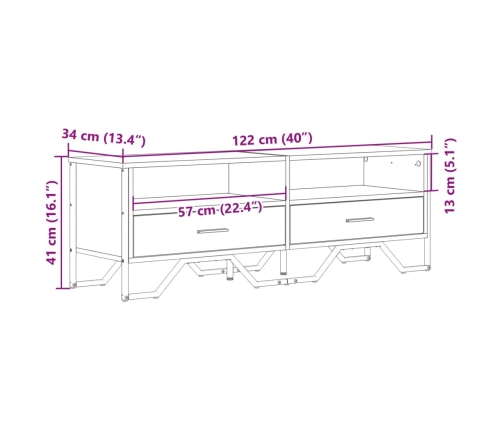 Mueble de TV madera de ingeniería roble Sonoma 122x34x41 cm