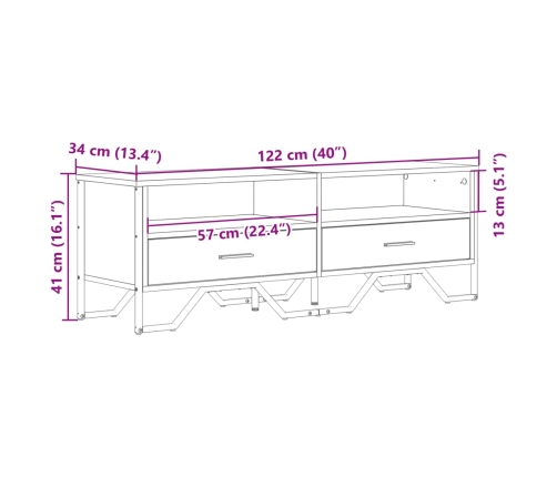 Mueble de TV madera de ingeniería roble ahumado 122x34x41 cm