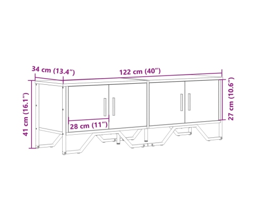 Mueble de TV madera de ingeniería negro 122x34x41 cm