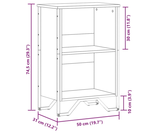 Estantería madera de ingeniería roble ahumado 50x31x74,5 cm