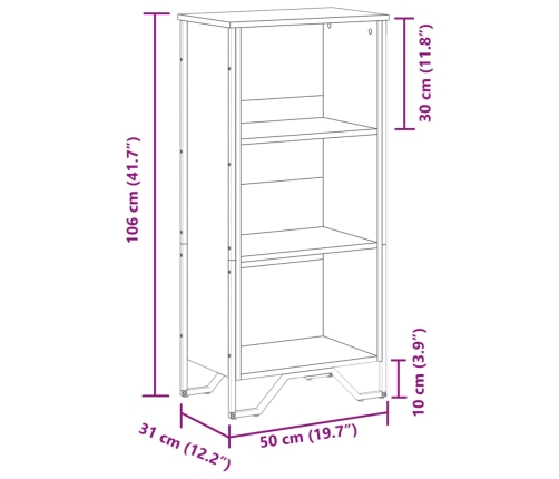 Estantería de madera de ingeniería roble Sonoma 50x31x106 cm