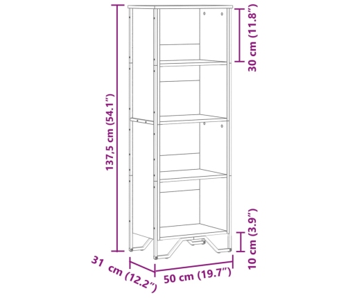 Estantería de madera de ingeniería roble Sonoma 50x31x137,5 cm