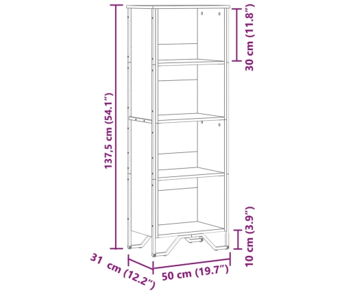 Estantería madera de ingeniería roble ahumado 50x31x137,5 cm