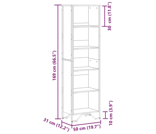 Estantería madera de ingeniería roble Sonoma 50x31x169 cm