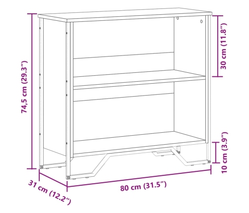 Estantería de madera de ingeniería negra 80x31x74,5 cm