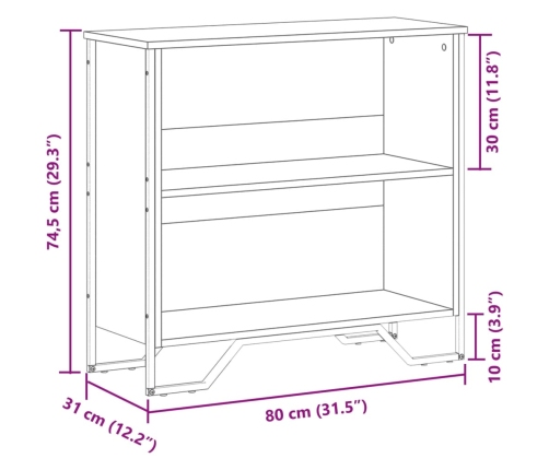 Estantería madera de ingeniería roble ahumado 80x31x74,5 cm