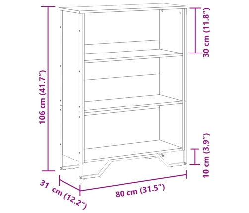 Estantería de madera de ingeniería negra 80x31x106 cm