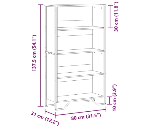 Estantería madera de ingeniería gris Sonoma 80x31x137,5 cm