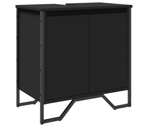 Armario para lavabo de baño madera ingeniería negro 60x35x60 cm