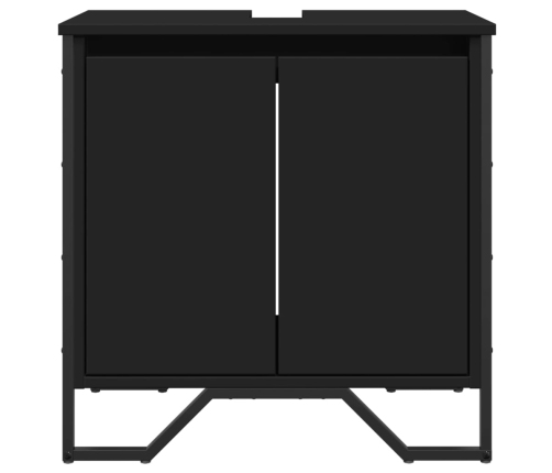 Armario para lavabo de baño madera ingeniería negro 60x35x60 cm