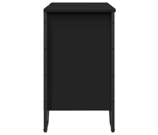 Armario para lavabo de baño madera ingeniería negro 60x35x60 cm