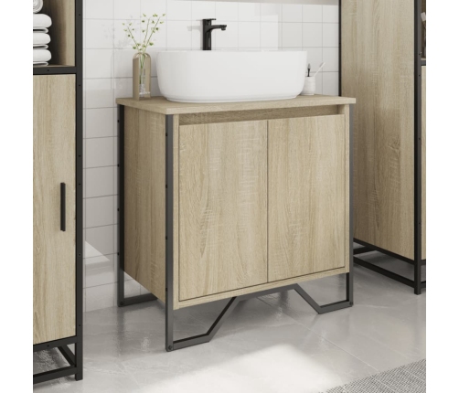 Armario lavabo baño madera ingeniería roble Sonoma 60x35x60 cm