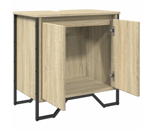 Armario lavabo baño madera ingeniería roble Sonoma 60x35x60 cm