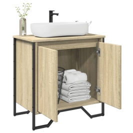 Armario lavabo baño madera ingeniería roble Sonoma 60x35x60 cm