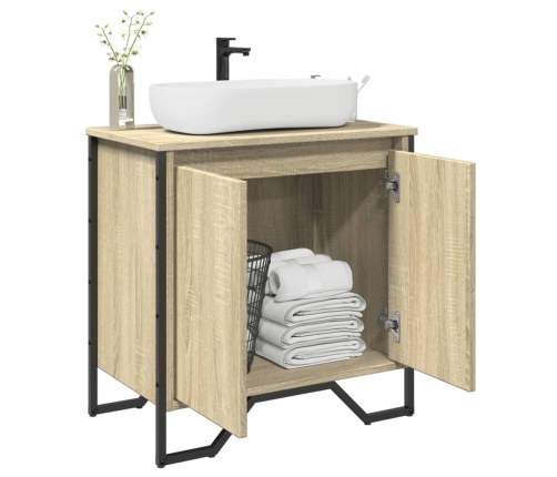 Armario lavabo baño madera ingeniería roble Sonoma 60x35x60 cm