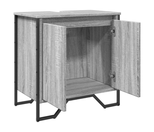 Armario lavabo baño madera ingeniería gris Sonoma 60x35x60 cm