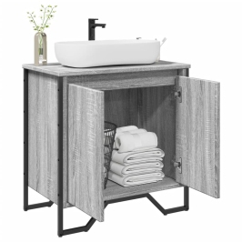 Armario lavabo baño madera ingeniería gris Sonoma 60x35x60 cm