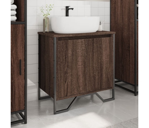 Armario lavabo baño madera ingeniería marrón roble 60x35x60 cm