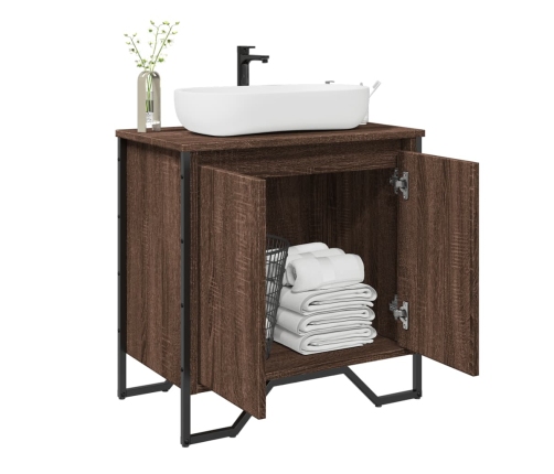 Armario lavabo baño madera ingeniería marrón roble 60x35x60 cm