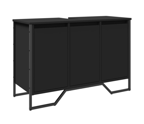 Armario de lavabo de baño madera ingeniería negro 91x35x60 cm