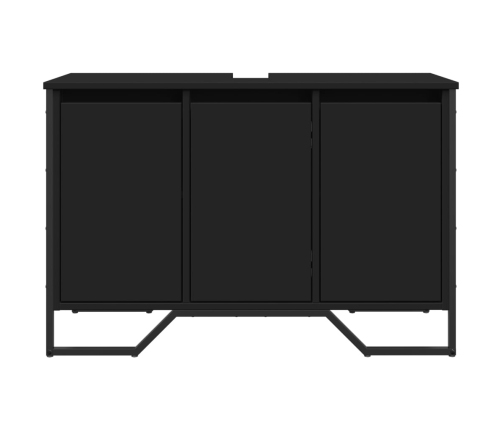 Armario de lavabo de baño madera ingeniería negro 91x35x60 cm