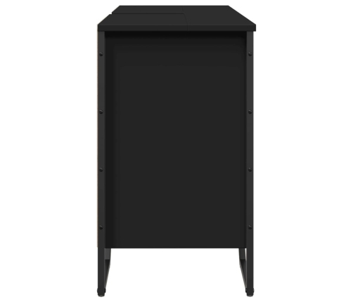 Armario de lavabo de baño madera ingeniería negro 91x35x60 cm