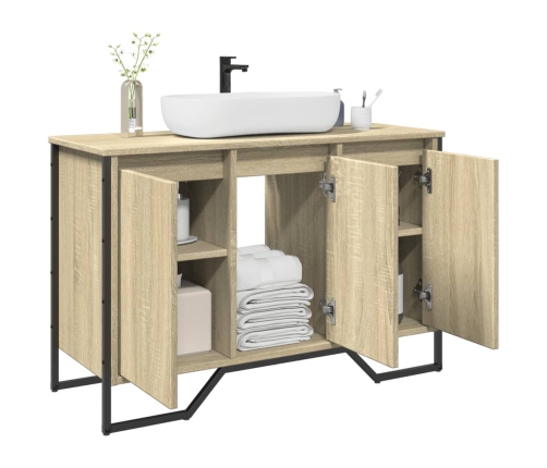 Armario lavabo baño madera ingeniería roble Sonoma 91x35x60 cm