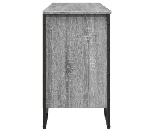 Armario lavabo baño madera ingeniería gris Sonoma 91x35x60 cm