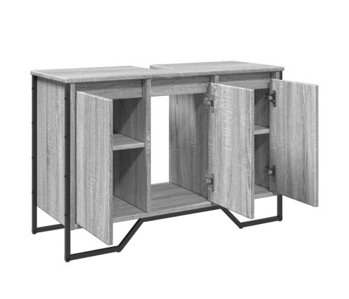 Armario lavabo baño madera ingeniería gris Sonoma 91x35x60 cm